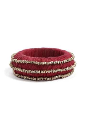 Maroon Thread Wooden Bangles